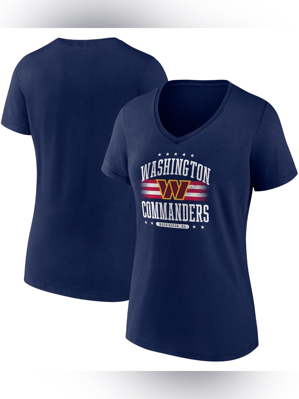 Fanatics Navy Washington Commanders V-Neck Tee with Team Crest